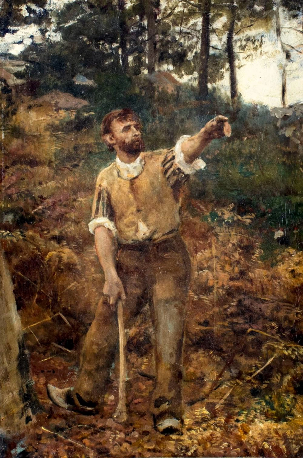 Tagliatore di alberi nella foresta